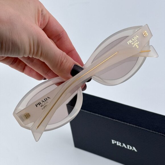 Prada PR26ZS 12V4I2 BRAND NEW Sunglasses Opal Milk Light Brown Oval Women - Picture 2 of 10